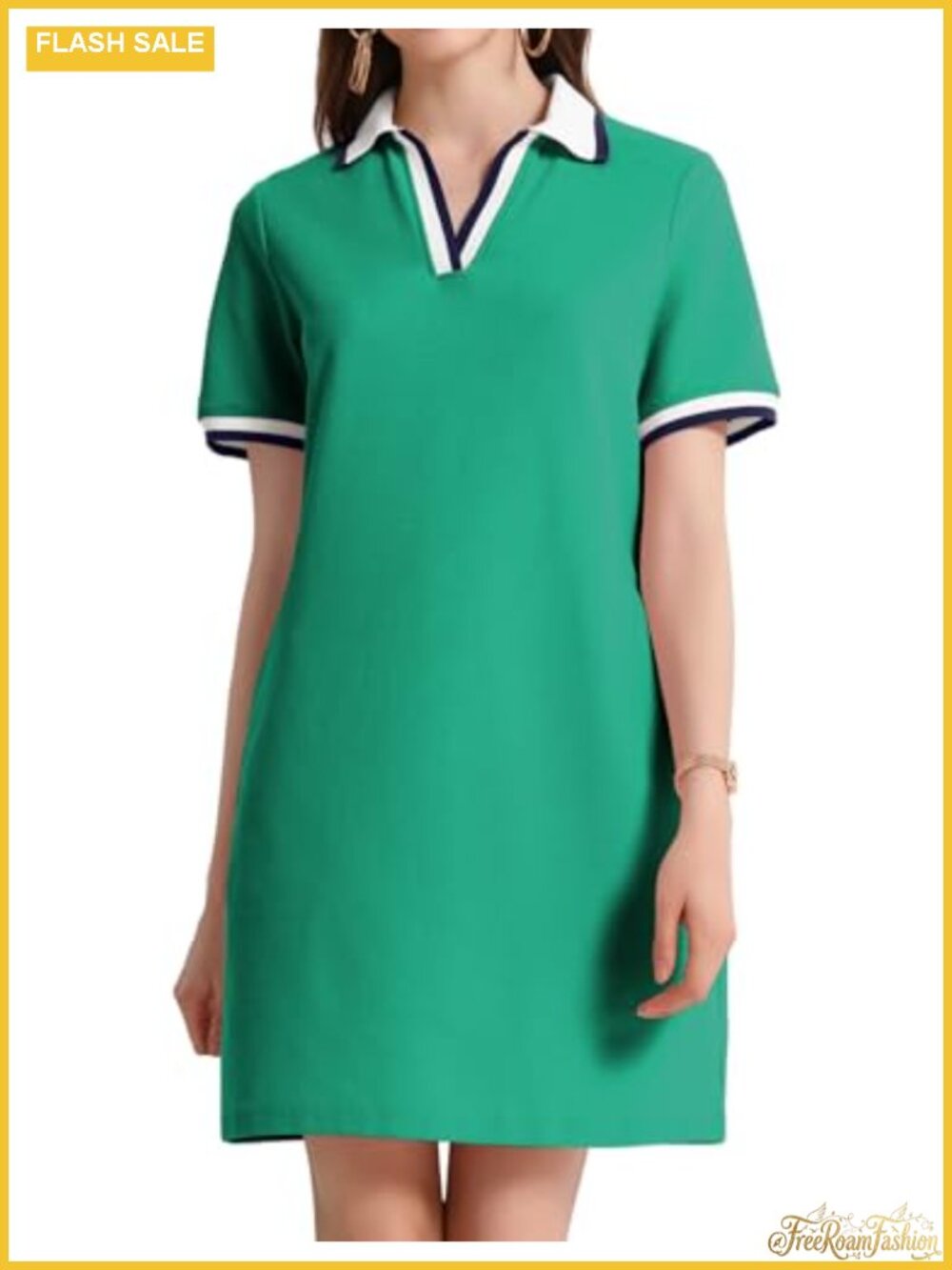Women's Golf Tennis Polo Dress V-Neck Short Sleeve Cotton Blend Mini Dress with